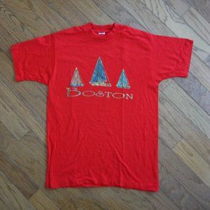 Red Boston tshirt with Boats